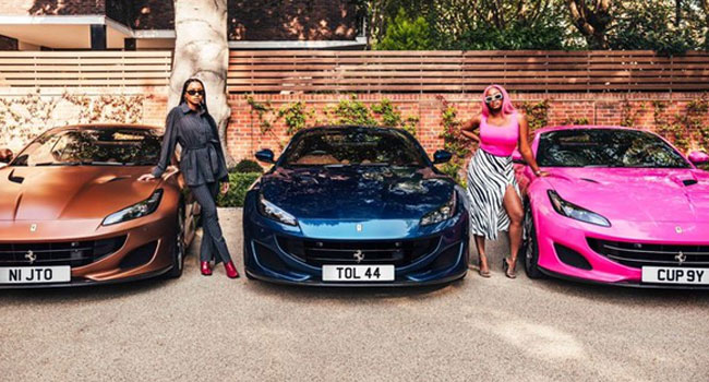 Twitter Erupts After Otedola’s Daughters Flaunt Their New Ferraris