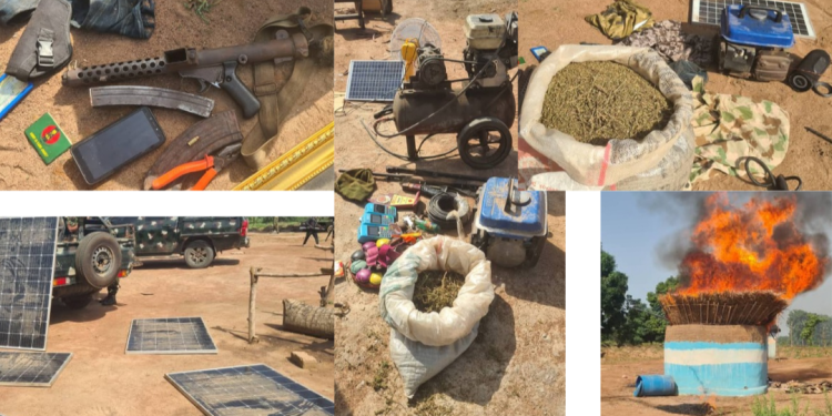 Benue State: Troops of JTF Operation WHIRL STROKE Destroy Bandits Camps, Recover Assorted Weapons