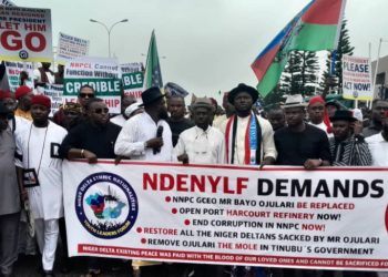 Protest Rocks NNPCL Towers, as Niger Delta Youths Demand Sack of Ojulari Over Alleged $21m Fraud (Video)