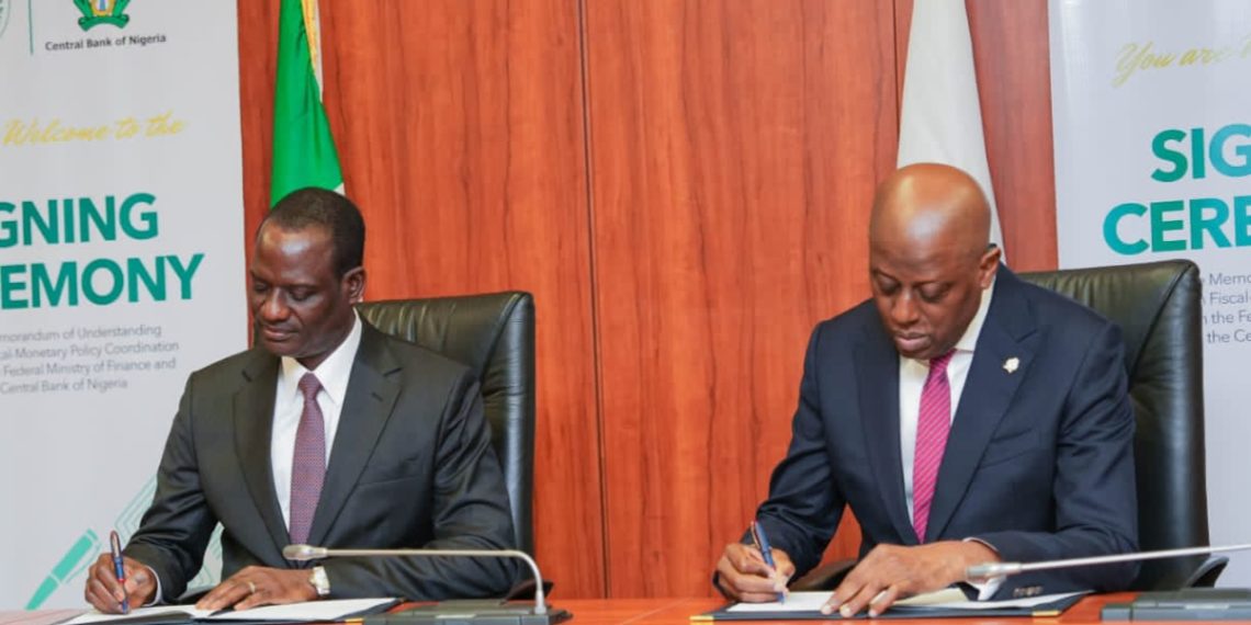 Finance Ministry, CBN Sign MoU to Strengthen Fiscal, Monetary Policy Coordination