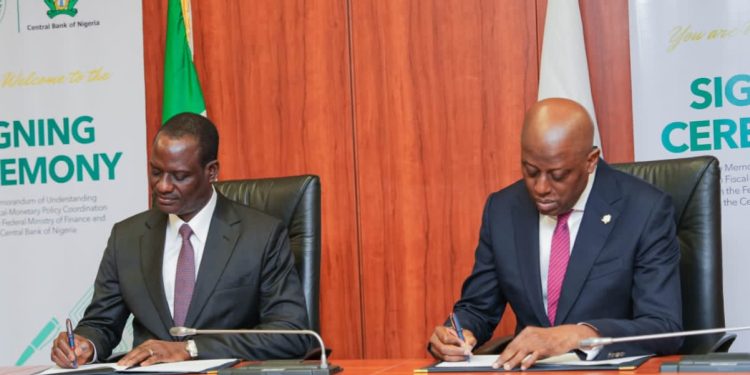 Finance Ministry, CBN Sign MoU to Strengthen Fiscal, Monetary Policy Coordination