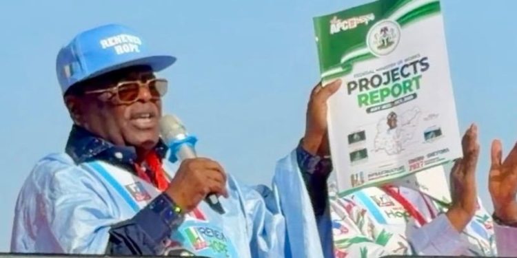 Umahi Says Tinubu’s Govt. Completes 348km of Roads, 4,084km Ongoing, 1,811km Partially Completed as APC Flags Off Campaign